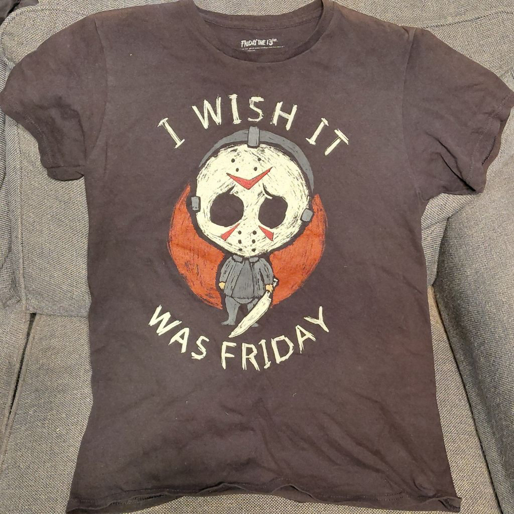 Men's Friday the 13th Charcoal White "I Wish It Was Friday" Short Sleeve Tee S